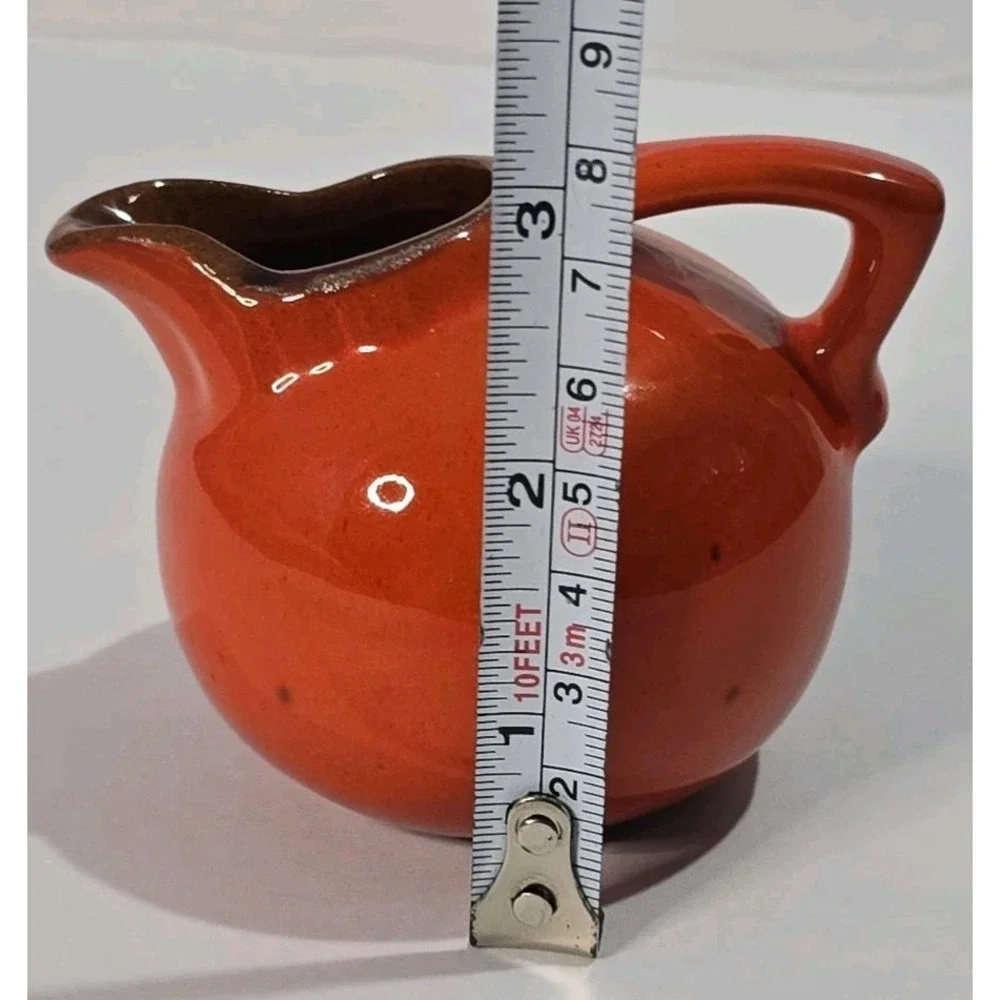 RARE Find Vintage Frankoma Pottery Red Mini Ball Creamer Pitcher #553